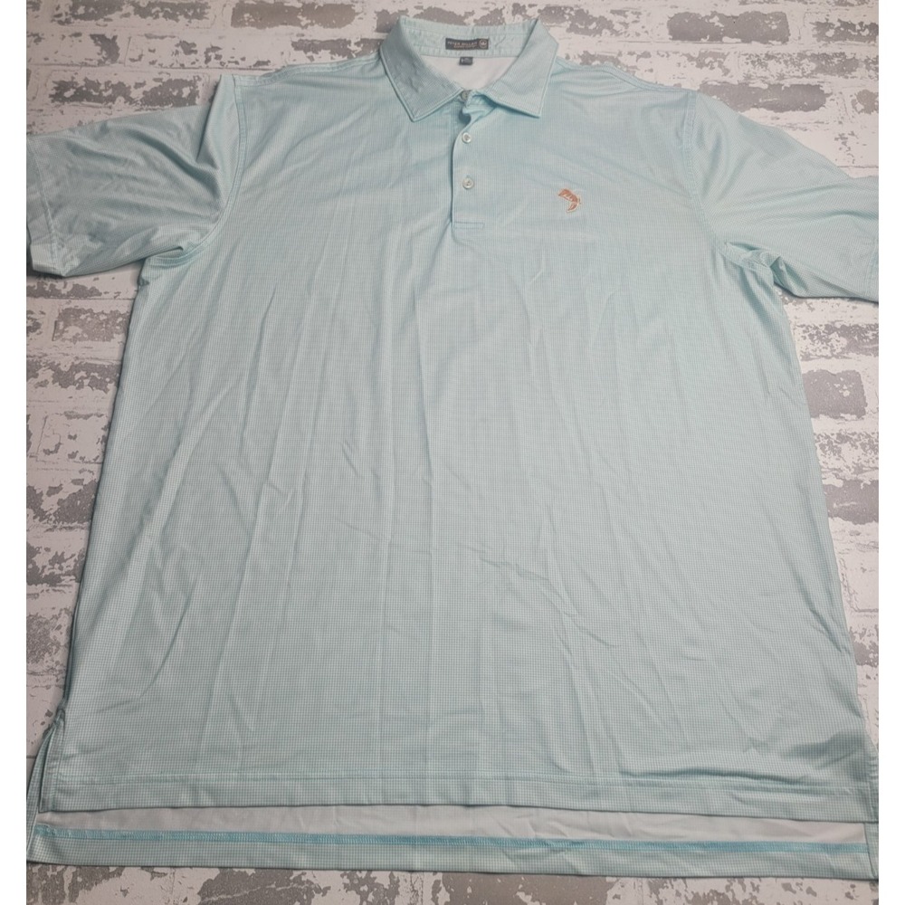 Peter Millar Summer Comfort Short‎ Sleeve Polo Shirt XL Pale Blue/Turquoise